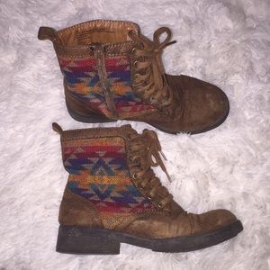 Aztec Print Combat Boots
